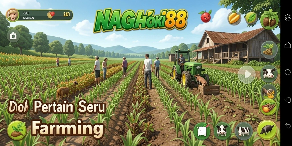 Tampilan gameplay NAGAHOKI88 yang seru saat bertani di ladang.